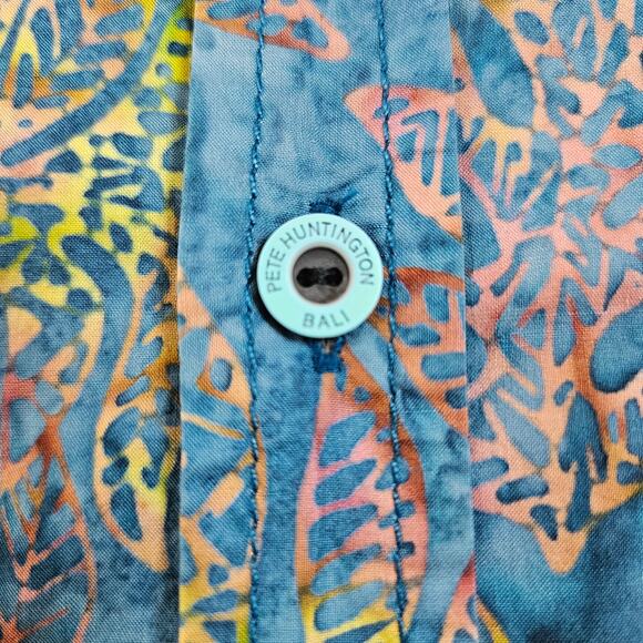 Pete Huntington Men's Blue Tropical Print Button‎ Up Short Sleeve Shirt. Size L - Picture 6 of 9